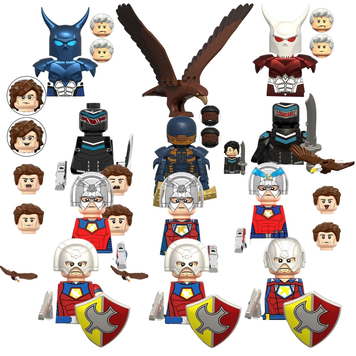 Lego Minifigure Holder - Suicide Squad Peacemaker Niebieski Smok Biały
